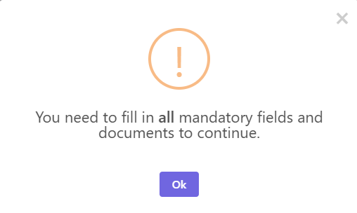 Required documents missing alert